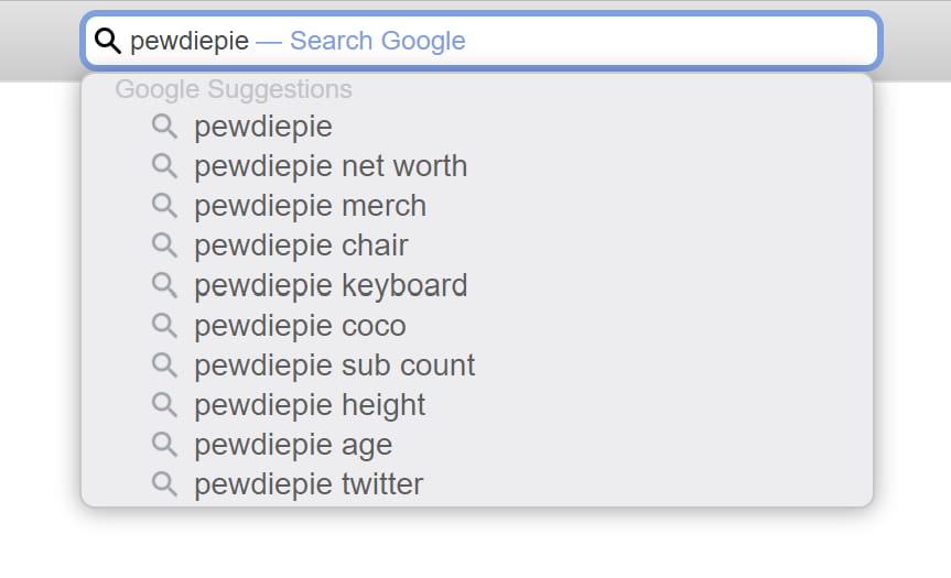 Example with q: pewdiepie and client: safari